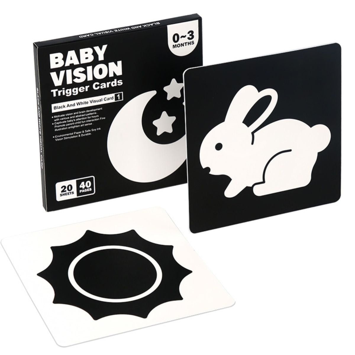 BabiePlayBabiePlay High - Contrast Baby Flashcards for Visual Stimulation & Brain DevelopmentVisual Stimulation Cards - Babies Mart Australia