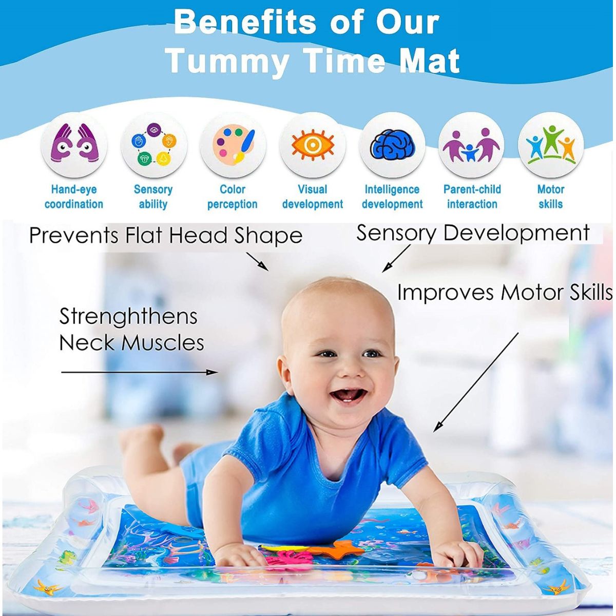 BabiePlayBabieplay Tummy Time Sensory Mat Water Mat for Baby Motor Skills DevelopmentBaby Water Play Mat - Babies Mart Australia