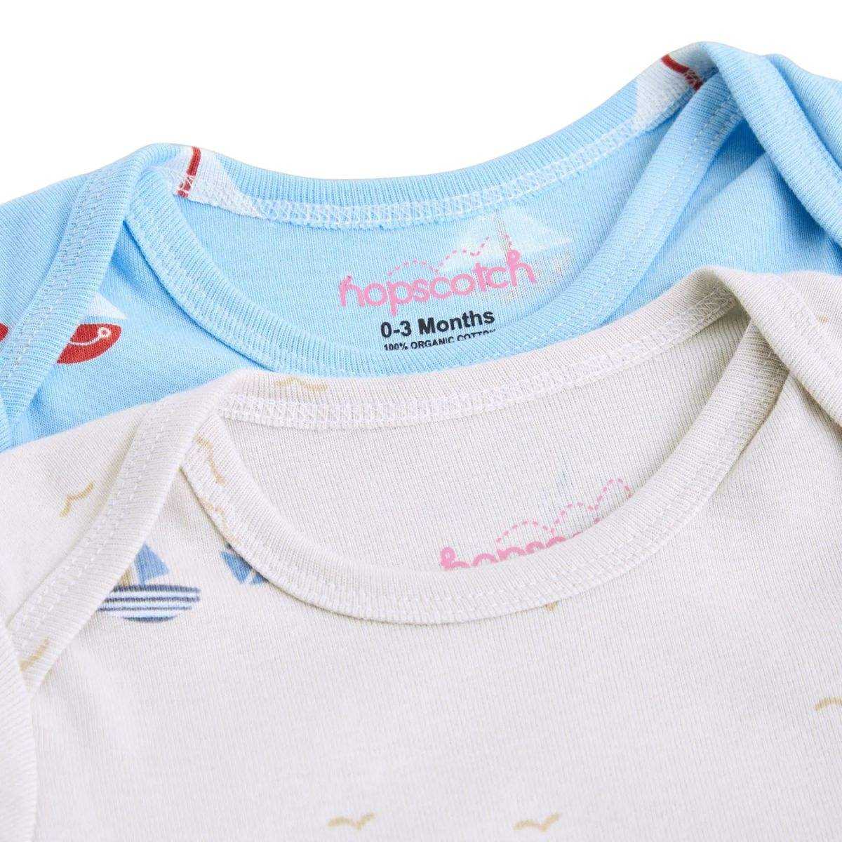 Feather & Fawn Hopscotch short sleeve baby bodysuit with nautical prints