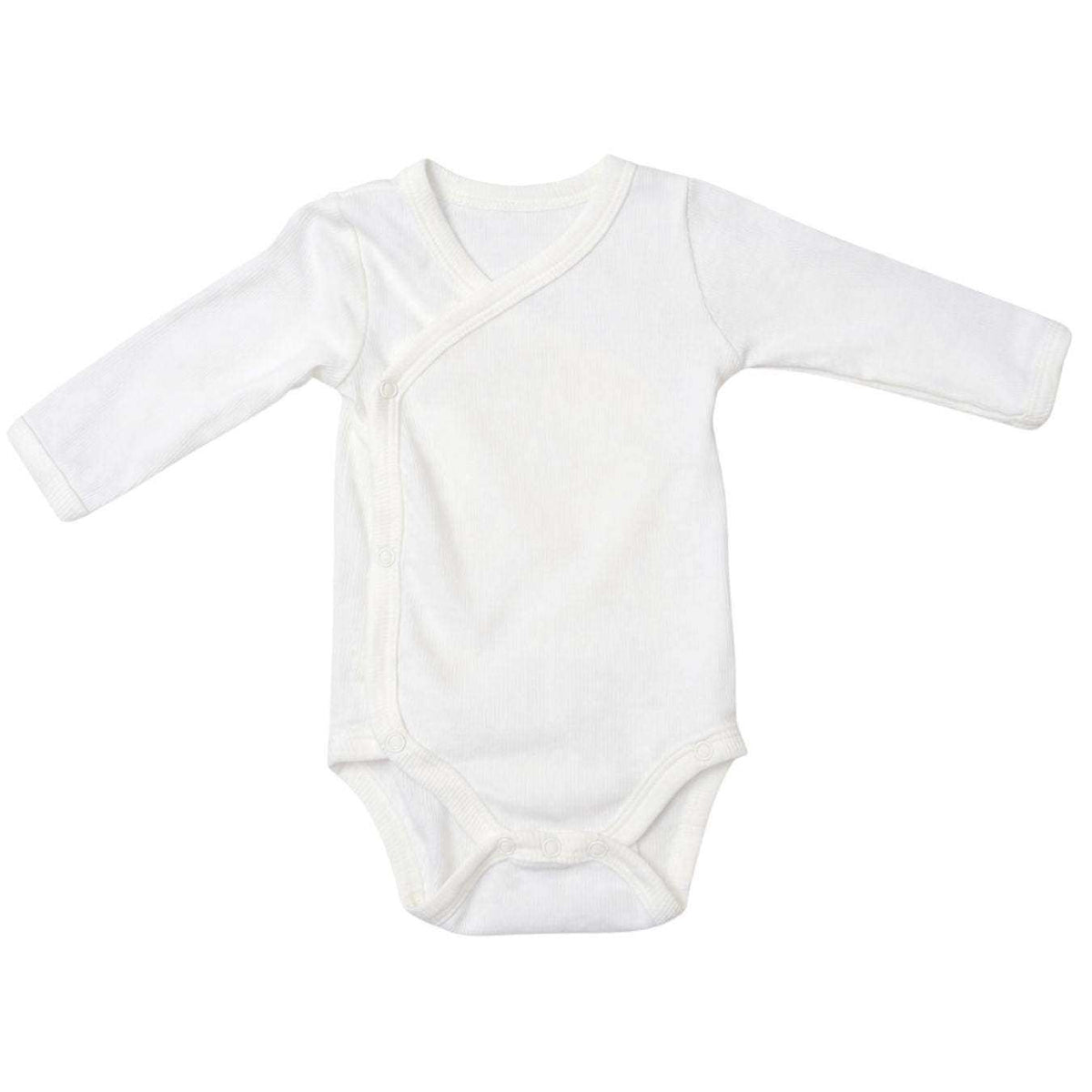Feather & Fawn Reflex long sleeve baby bodysuits in navy, white, and blue stripe