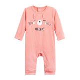 Baby romper with animal face and fold-over mitts