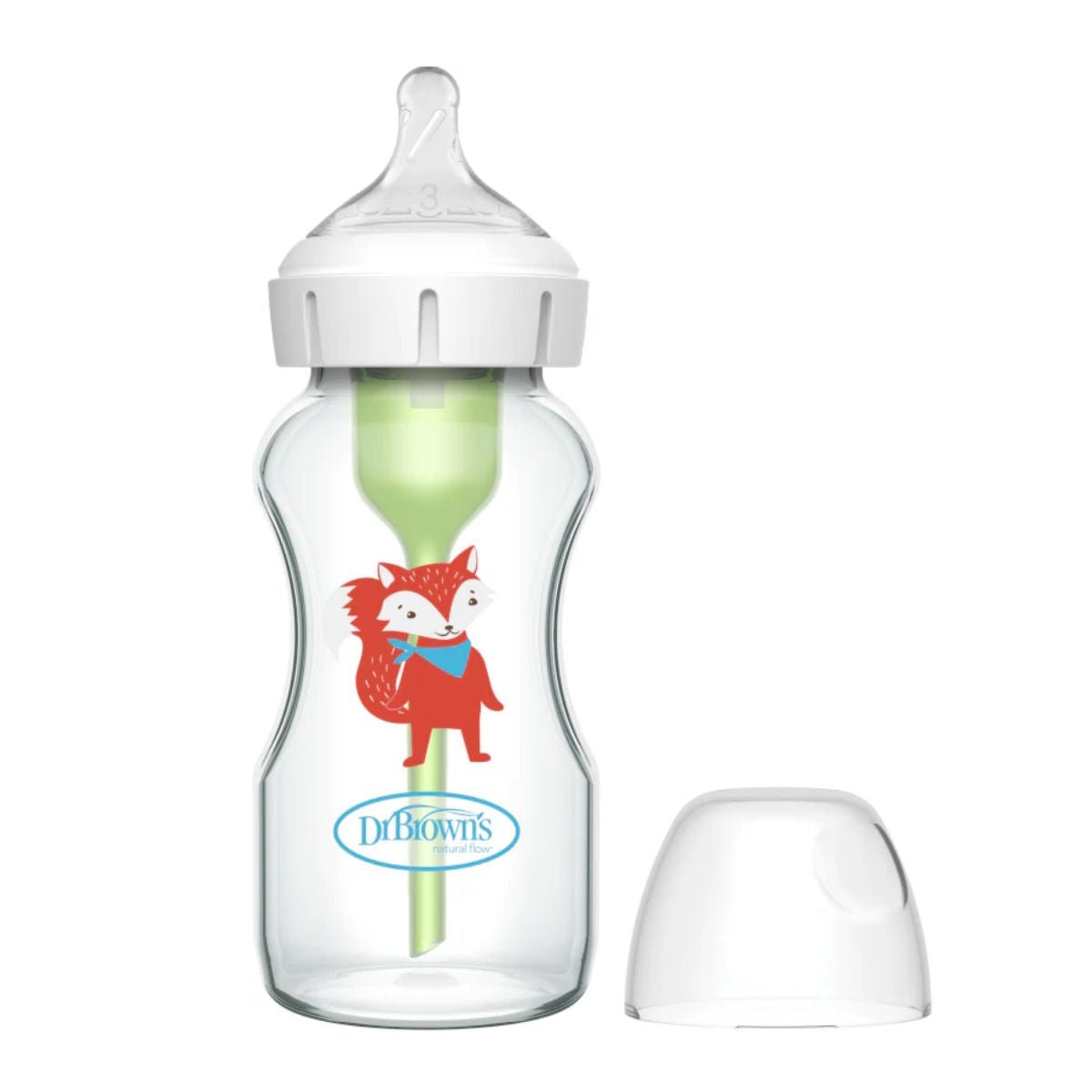 Dr. Brown's9 oz/270 mL Glass Wide NeckOptions+ Baby Bottle w/ L3 Teat Fox, 1 - PackBaby Bottle - Babies Mart Australia