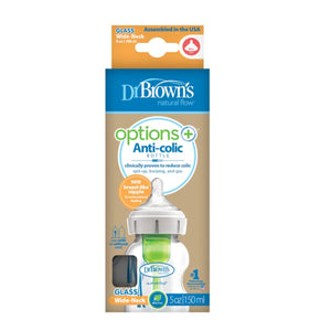 Dr. Brown'sDr Browns 150ml Options+ Glass Feeding Bottle Wide Neck - 2 packBaby Bottle - Babies Mart Australia
