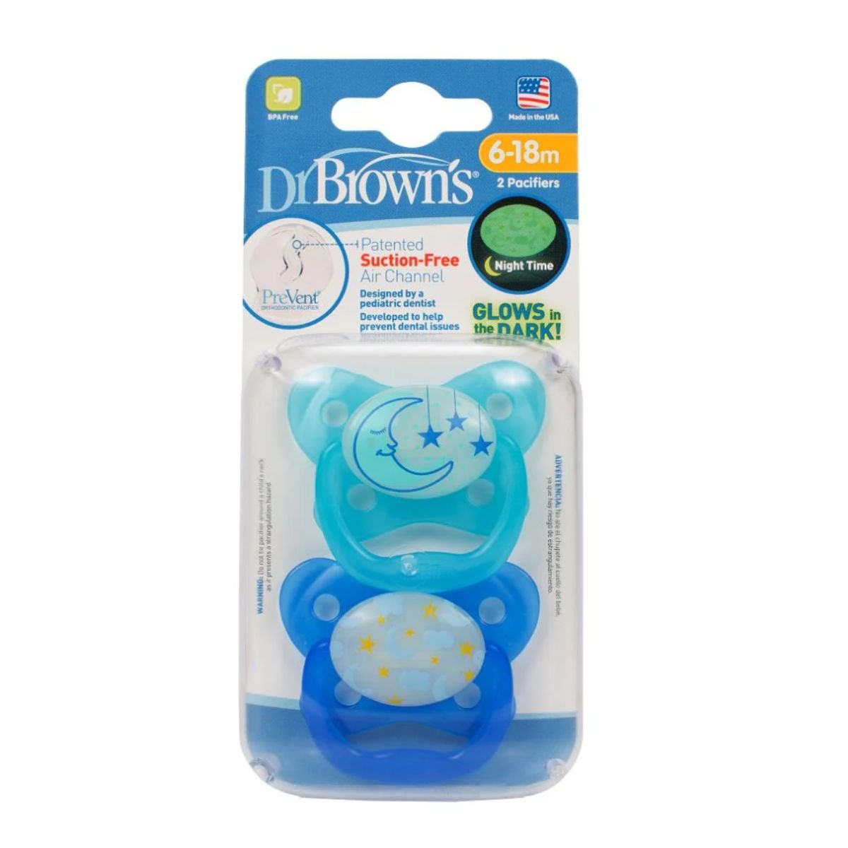 Dr. Brown'sDr Brown's PreVent Glow in the Dark Butterfly Shield SootherPacifiers - Babies Mart Australia