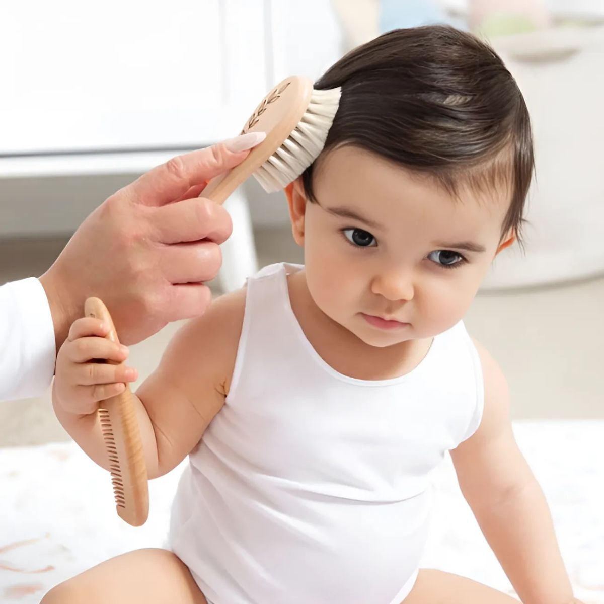 Feather & Fawn 3 - Piece Baby Grooming Set 3 Pcs Wooden Brush & Comb Set Baby Grooming Kits