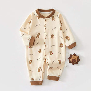 Feather & Fawn all-season baby romper in cotton with full front snaps