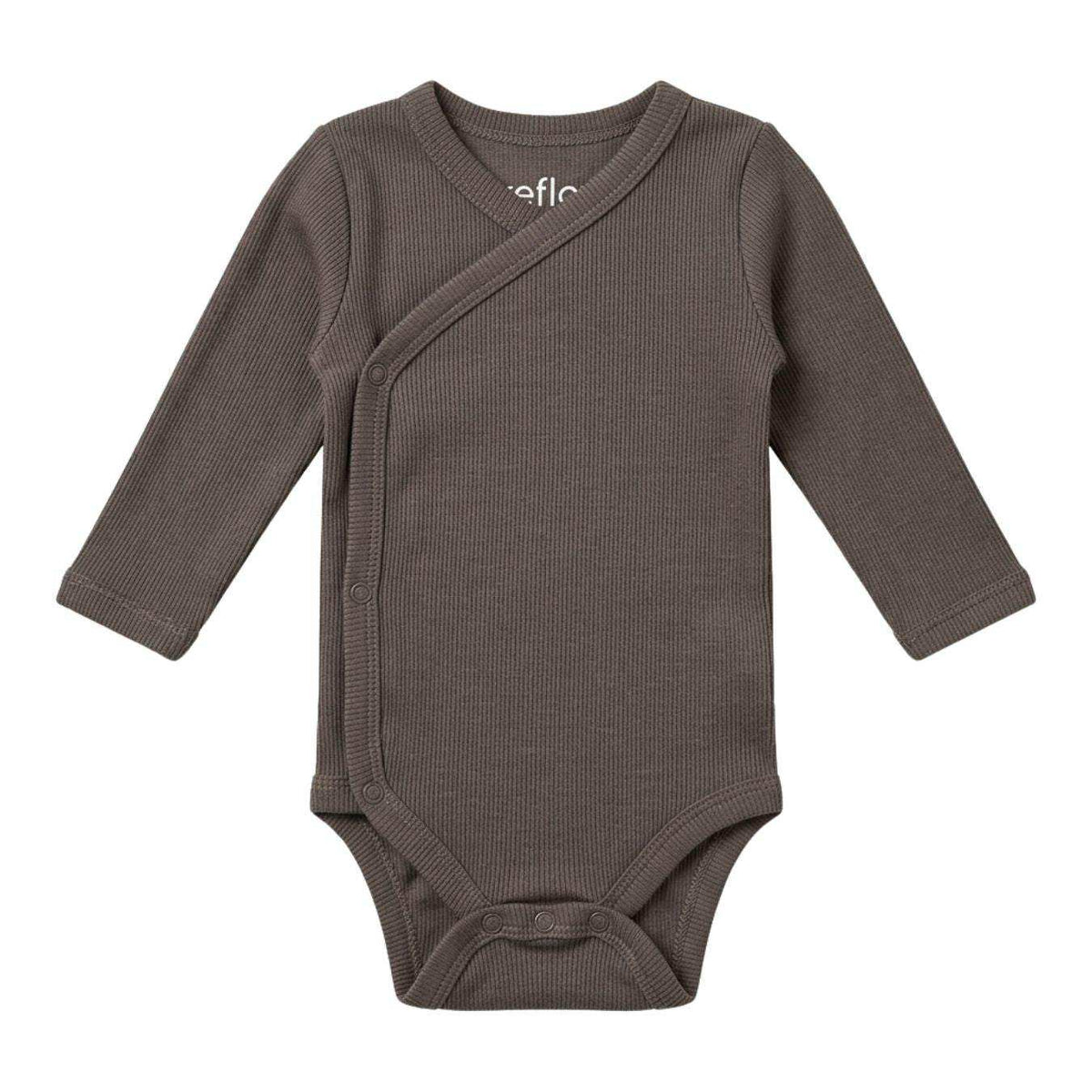 Feather & Fawn long sleeve baby bodysuits three pack in navy, white, and blue stripe