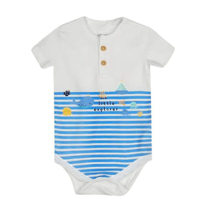Feather & Fawn baby clothing set henley bodysuit and shorts