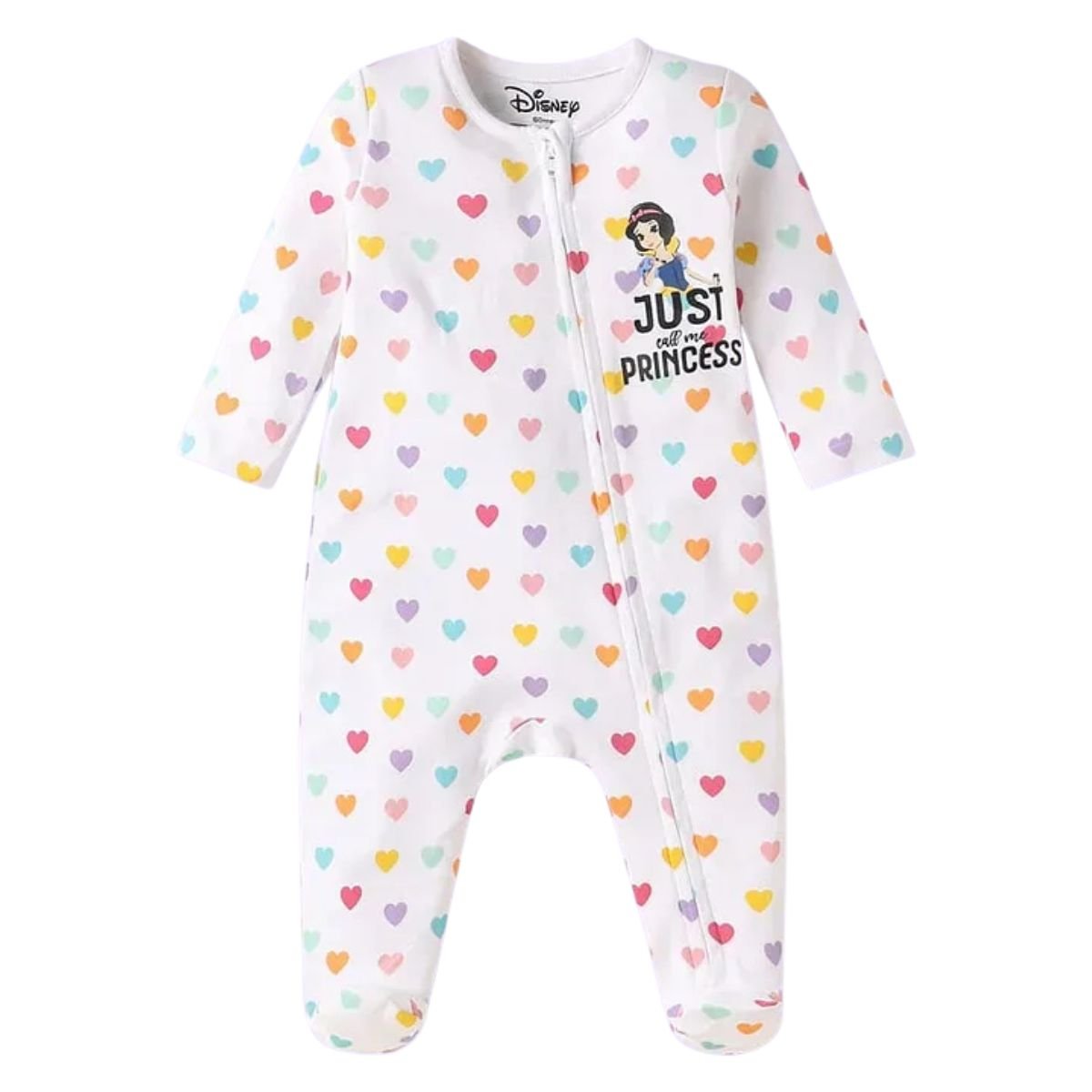 Feather & Fawn Babyhug Disney Cotton Knit Footed Sleepsuit | Princess Edition Baby Clothes