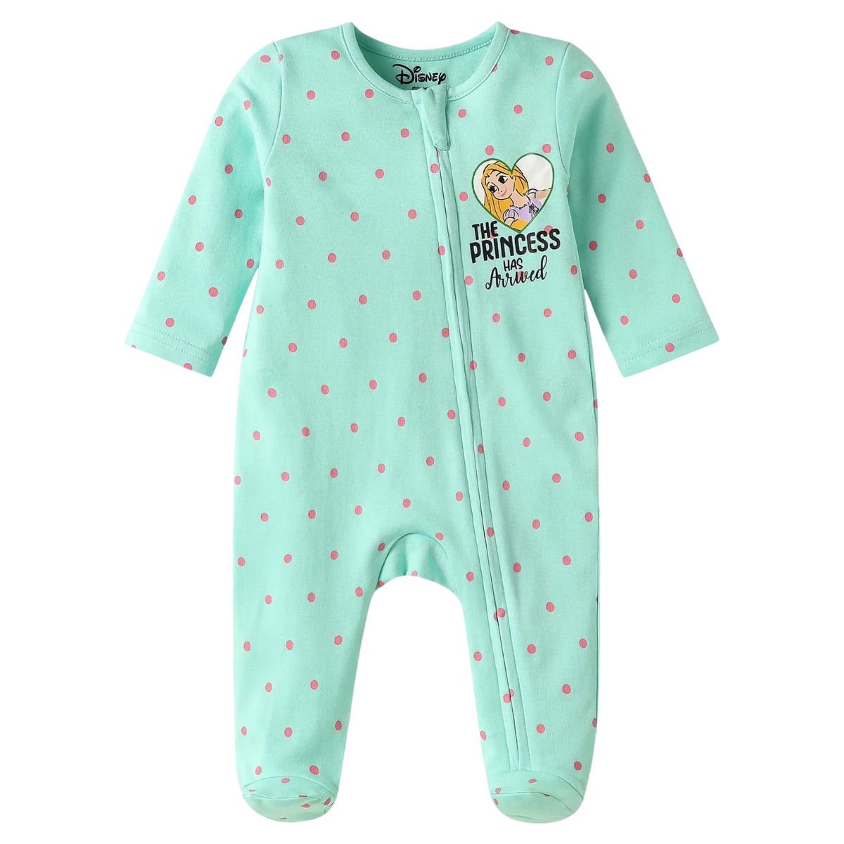Feather & Fawn Babyhug Disney Cotton Knit Footed Sleepsuit | Princess Edition Baby Clothes