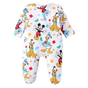 Feather & Fawn Babyhug Disney Full - Sleeve Baby Sleep Suit | Mickey, Donald, or Rainbow Stripes Baby Clothes