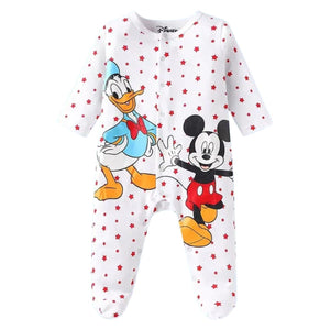 Feather & Fawn Babyhug Disney Full - Sleeve Baby Sleep Suit | Mickey, Donald, or Rainbow Stripes Baby Clothes