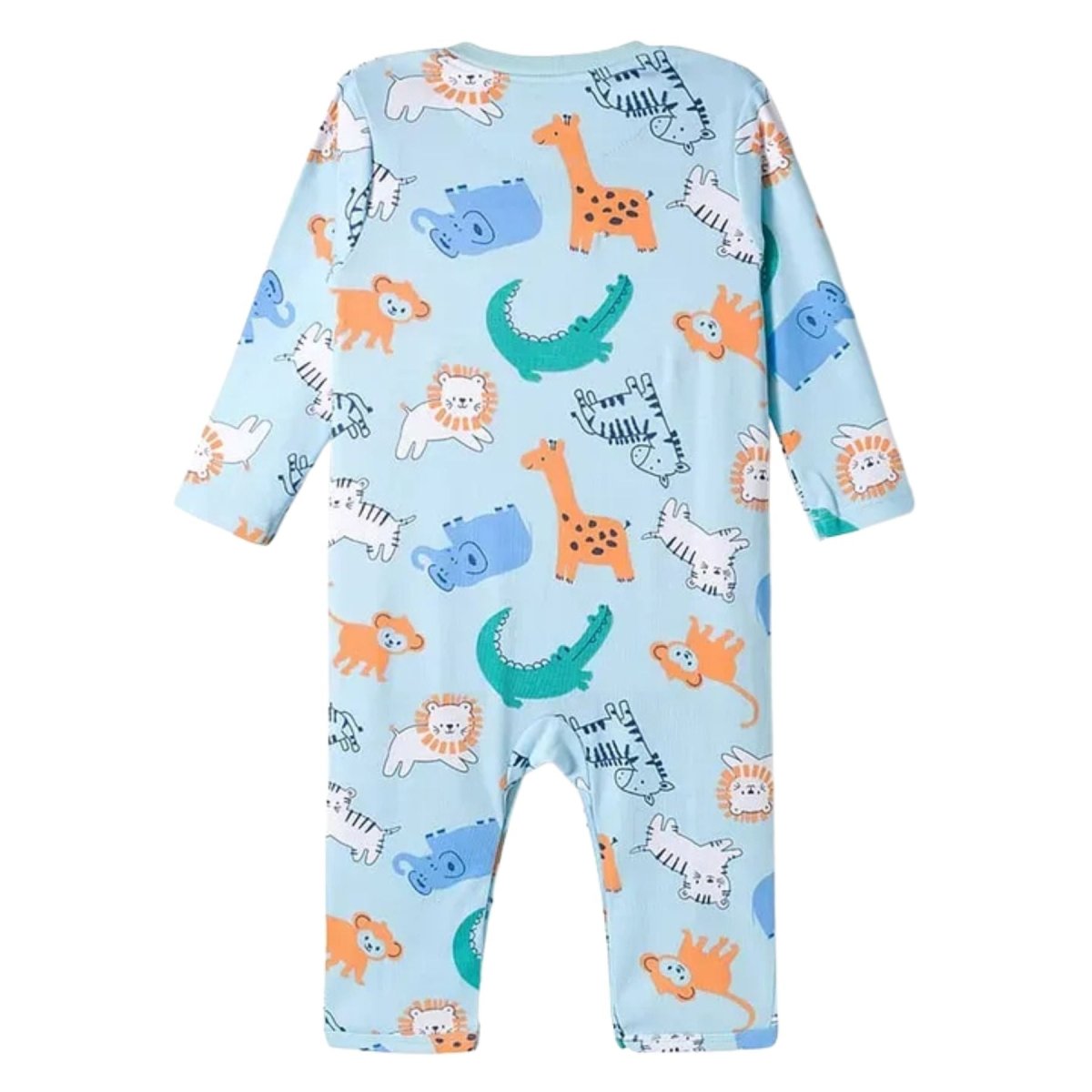 Feather & Fawn Babyoye Full - Sleeve Cotton Romper | Safari Lion or Jungle Animals Baby Clothes