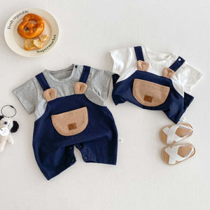Feather & Fawn Bear Pocket Navy Romper Baby Clothes