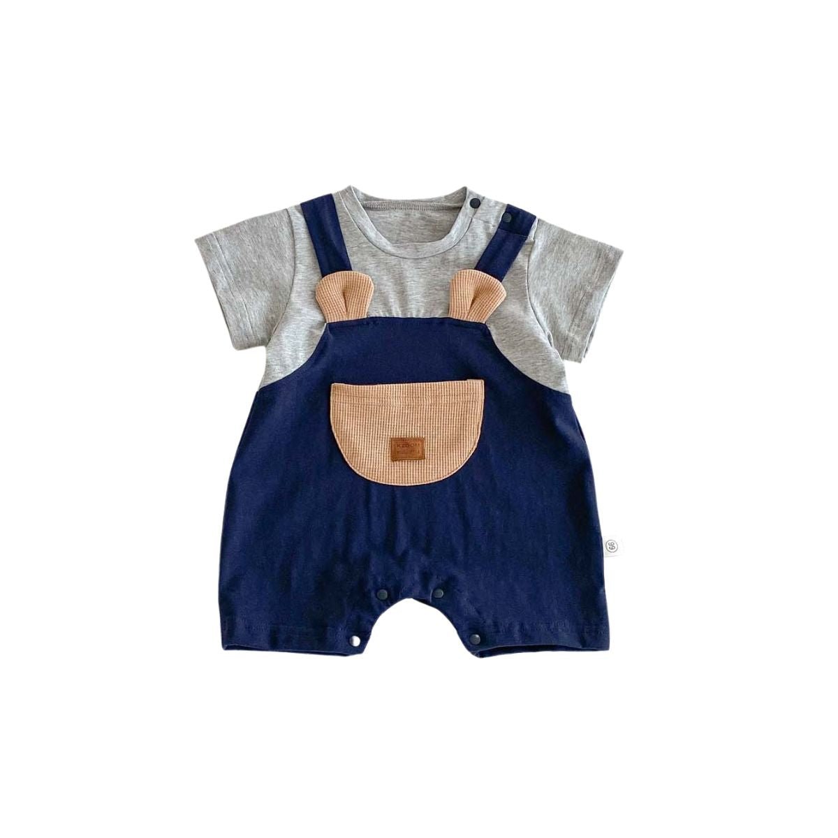Feather & Fawn Bear Pocket Navy Romper Baby Clothes