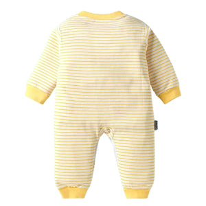Feather & Fawn Child World Interlock Knit Full - Sleeve Striped Romper | Giraffe & Lion Print Baby Clothes
