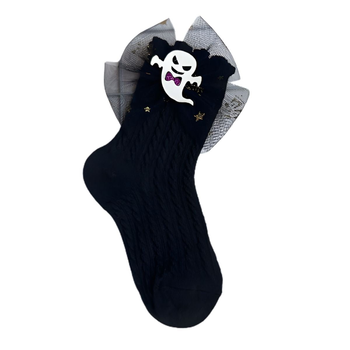 Feather & Fawn Halloween Bow Socks for Girls | Ghost or Pumpkin Design Halloween