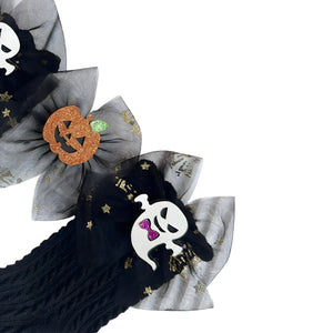 Feather & Fawn Halloween Bow Socks for Girls | Ghost or Pumpkin Design Halloween
