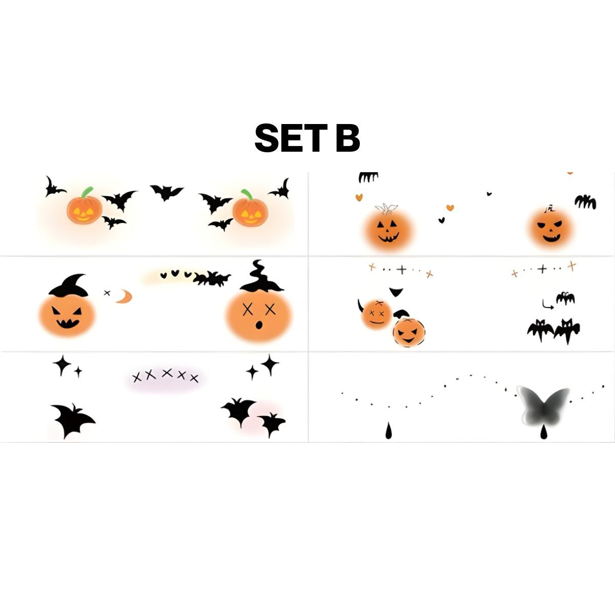 Feather & Fawn Halloween Freckle Face Tattoo Stickers | Set A or Set B (6 Sheets Each) Halloween