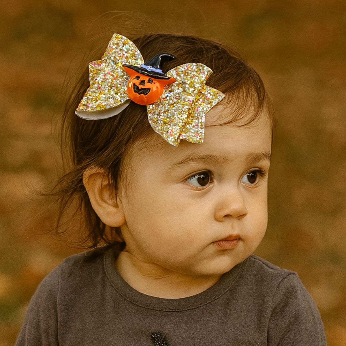 Feather & Fawn Halloween Glitter Hair Clip Set (2 pcs) | Pumpkin or Ghost Design Halloween
