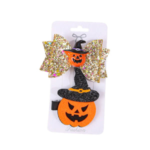 Feather & Fawn Halloween Glitter Hair Clip Set (2 pcs) | Pumpkin or Ghost Design Halloween