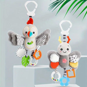 Feather & Fawn Hanging Toy for Prams & Strollers | Penguin, Bee, Rabbit, Parrot Pram Hanging Toy