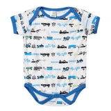 Feather & Fawn Hopscotch short sleeve baby bodysuit with red sailboat print