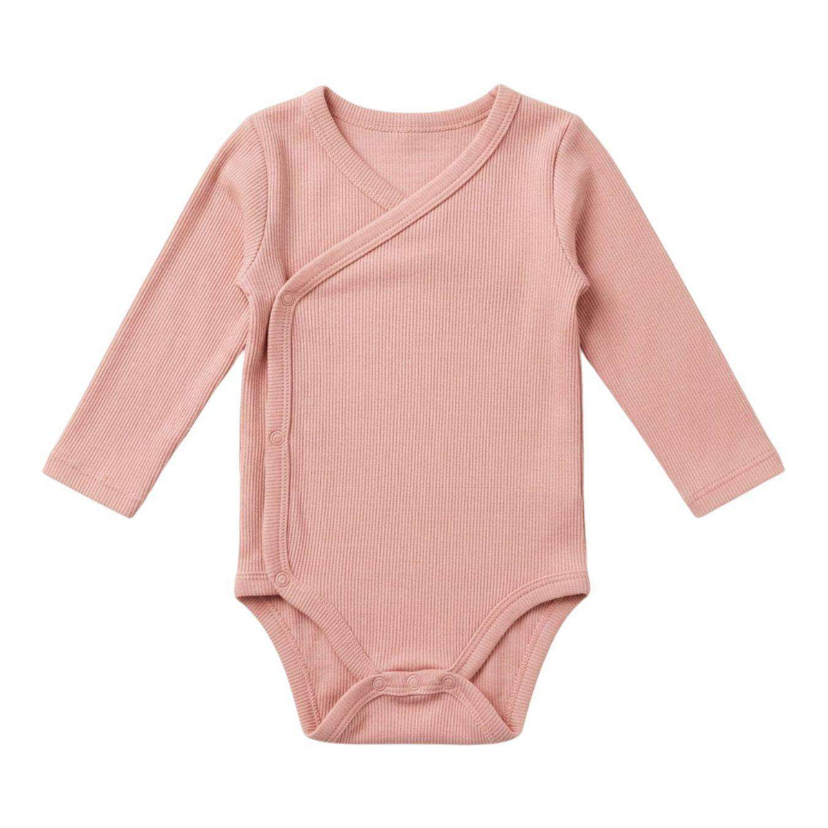 Feather & Fawn long sleeve baby bodysuits three pack in navy, white, and blue stripe
