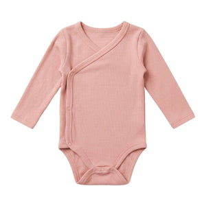 Feather & Fawn long sleeve baby bodysuits three pack in navy, white, and blue stripe