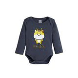 Feather & Fawn long sleeve cotton baby bodysuit with lap shoulder and snaps