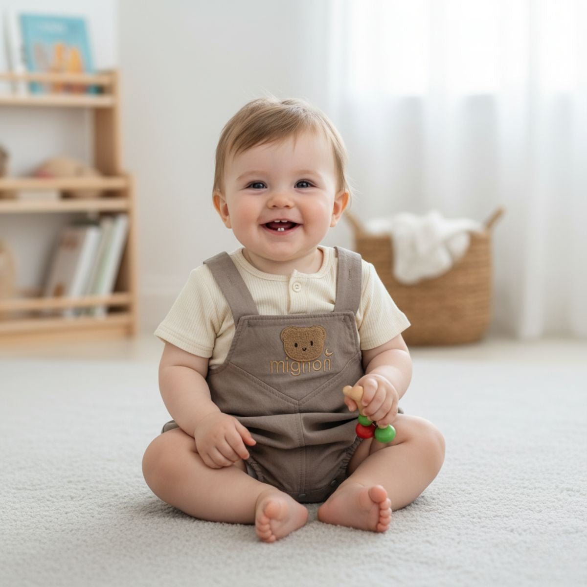 Feather & Fawn Mignon Bear Overall Romper Baby Clothes