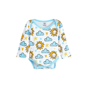 Feather & Fawn OJOS long sleeve cotton baby bodysuit with lap shoulder and snaps