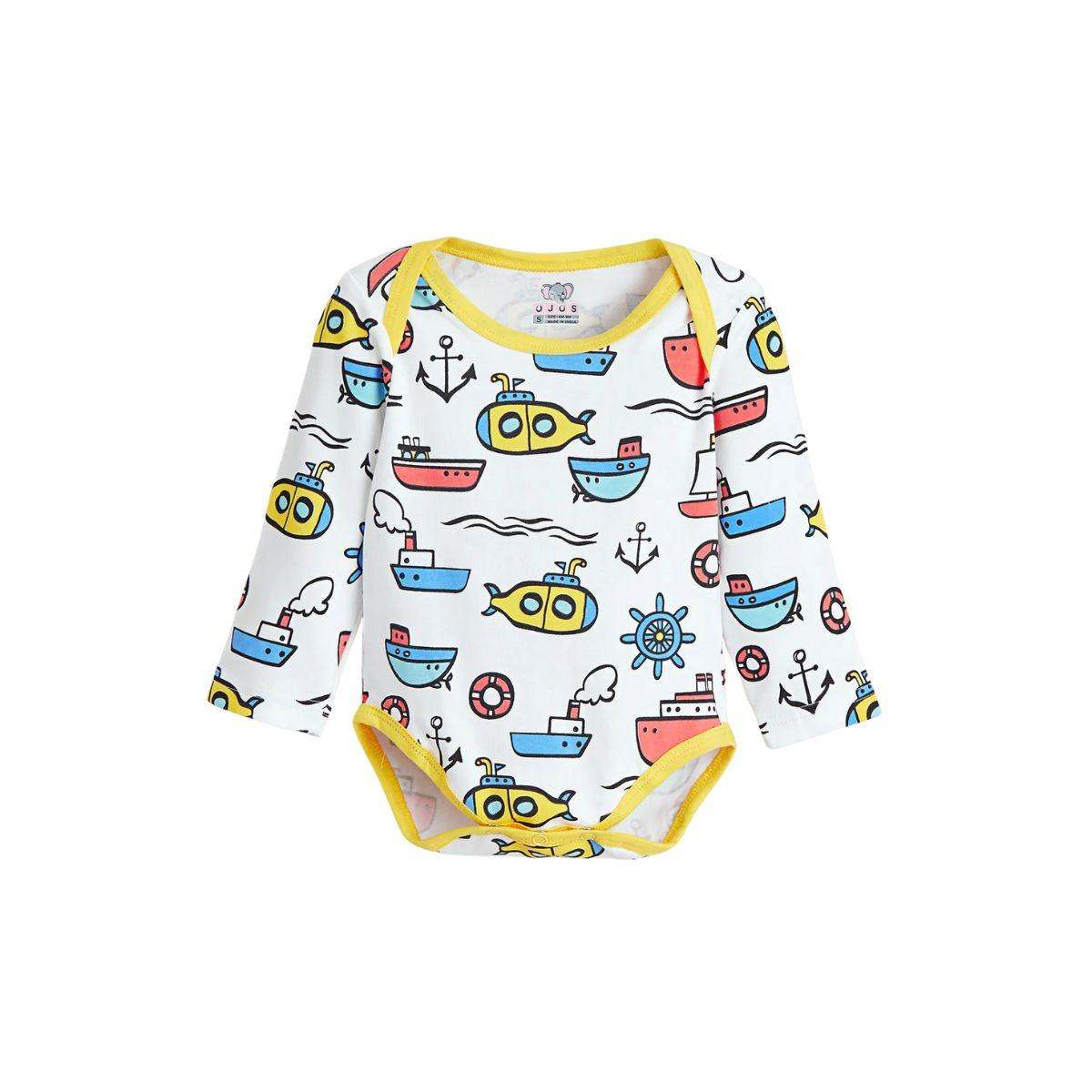 Feather & Fawn OJOS long sleeve baby bodysuit in cotton