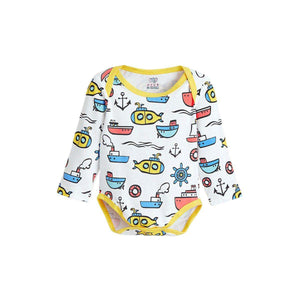 Feather & Fawn OJOS long sleeve baby bodysuit in cotton