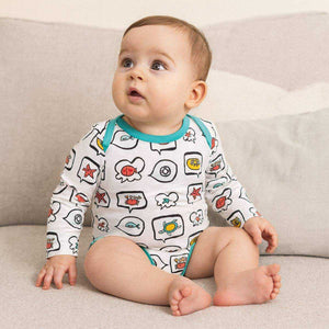 Feather & Fawn OJOS long sleeve cotton baby bodysuit with lap shoulder and crotch snaps
