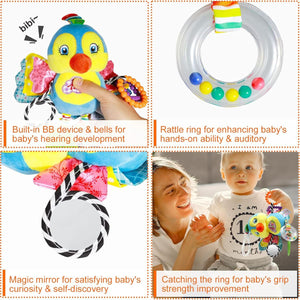 Feather & Fawn Plush Pram Hanging Animal Toy | Rabbit, Bird, Duck & Butterfly Pram Hanging Toy