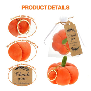 Feather & Fawn Plush Pumpkin Keychain | Autumn & Halloween Party Favour Halloween