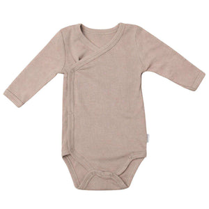 Feather & Fawn Reflex long sleeve baby bodysuits in navy, white, and blue stripe