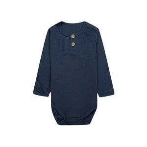 Feather & Fawn Reflex long sleeve baby bodysuits three pack navy white blue stripe