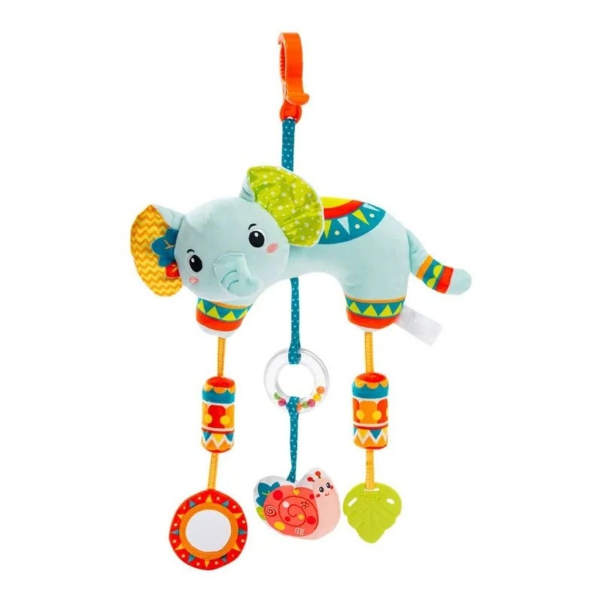 Feather & Fawn Sensory Animals Baby Hanging Toy For Pram With Teether Pram Hanging Toy