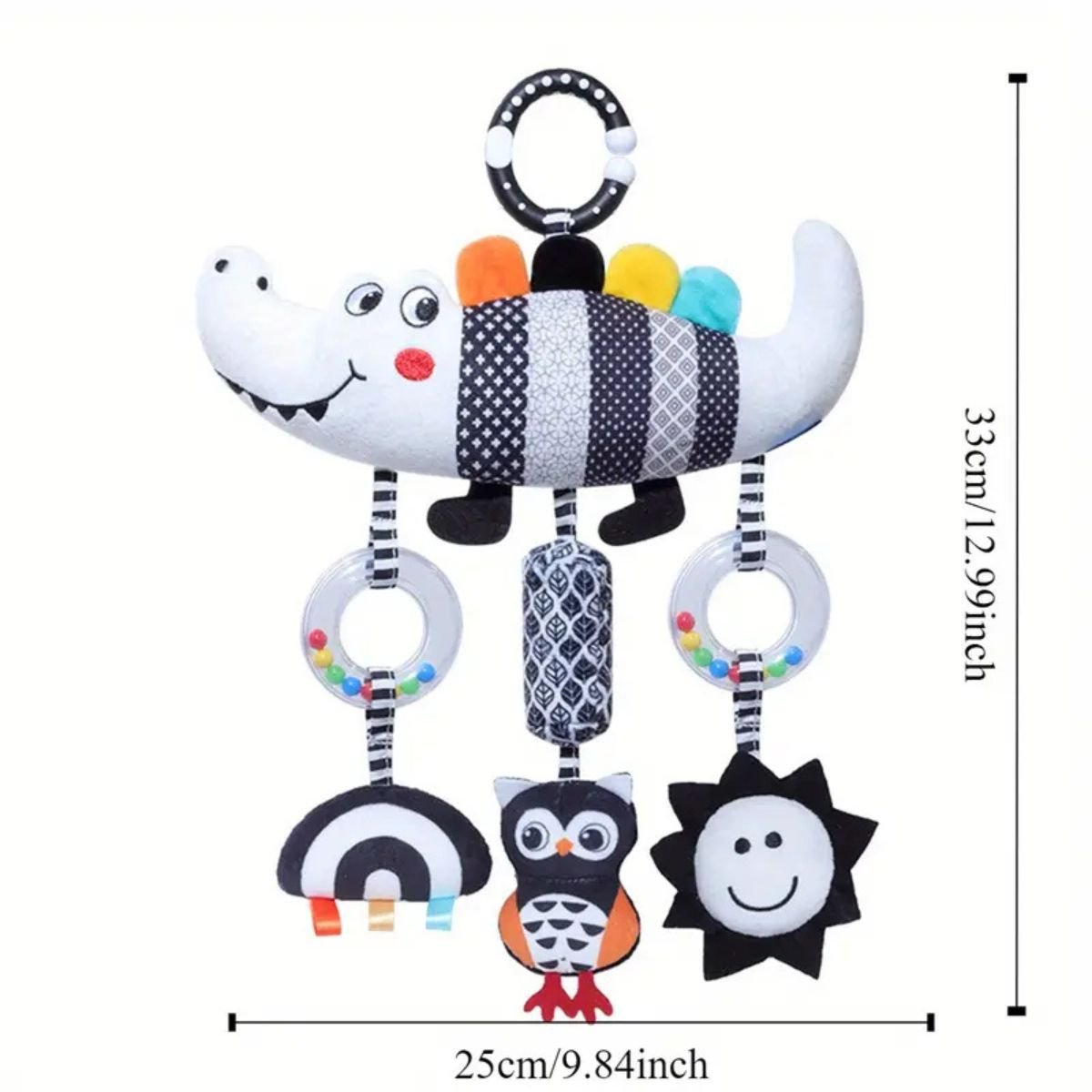 Feather & Fawn Sensory Hanging Toy For Pram | Crocodile & Caterpillar Pram Hanging Toy