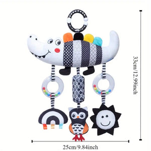 Feather & Fawn Sensory Hanging Toy For Pram | Crocodile & Caterpillar Pram Hanging Toy