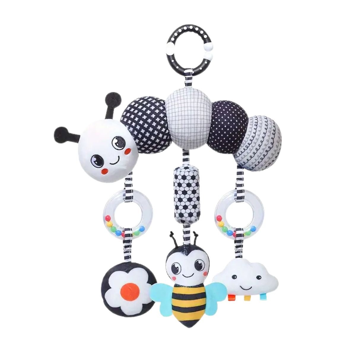 Feather & Fawn Sensory Hanging Toy For Pram | Crocodile & Caterpillar Pram Hanging Toy