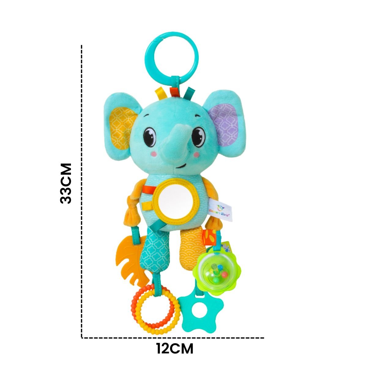 Feather & Fawn Sensory Hanging Toy For Pram | Elephant & Fox Pram Hanging Toy