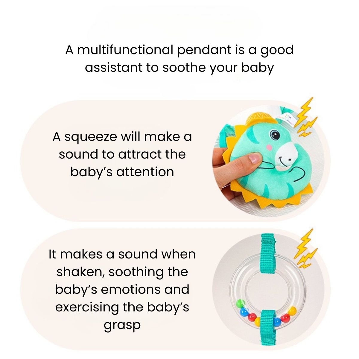 Feather & Fawn Sensory Pram Hanging Toy | Elephant & Fox Hanging Mobile Pram Hanging Toy