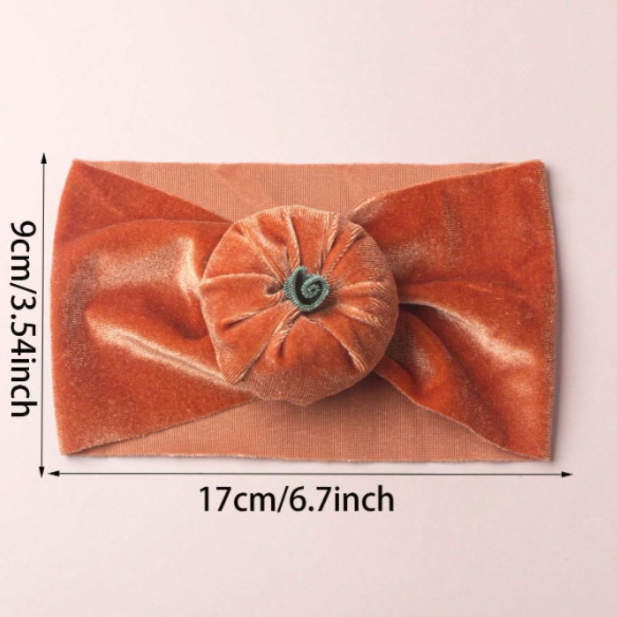 Feather & Fawn Velvet Pumpkin Baby Headband | Soft Stretchy Bow for Halloween Halloween