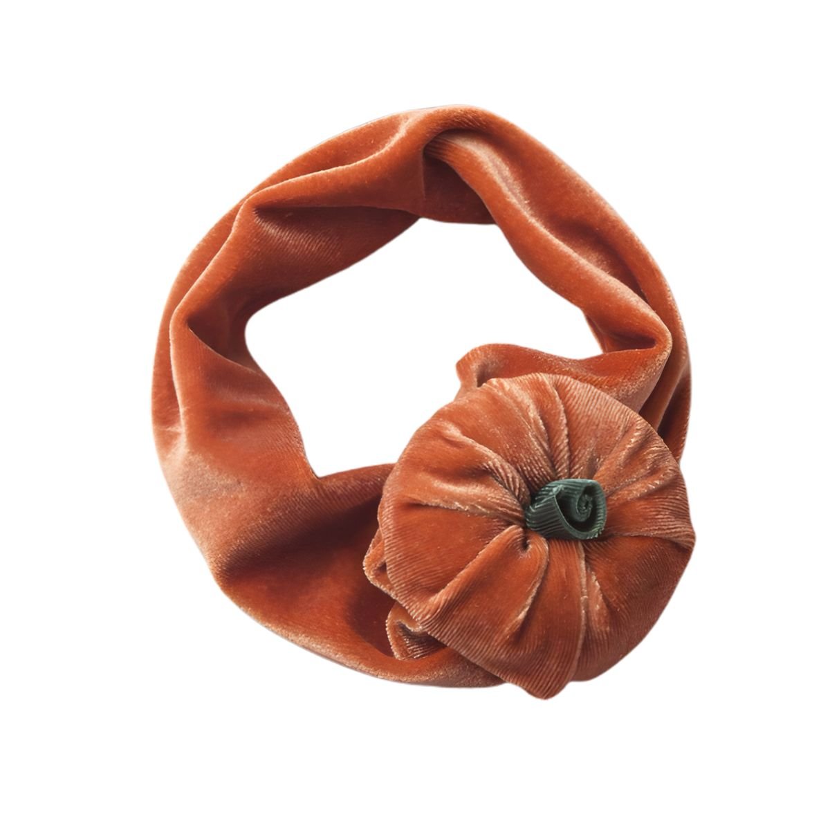 Feather & Fawn Velvet Pumpkin Baby Headband | Soft Stretchy Bow for Halloween Halloween