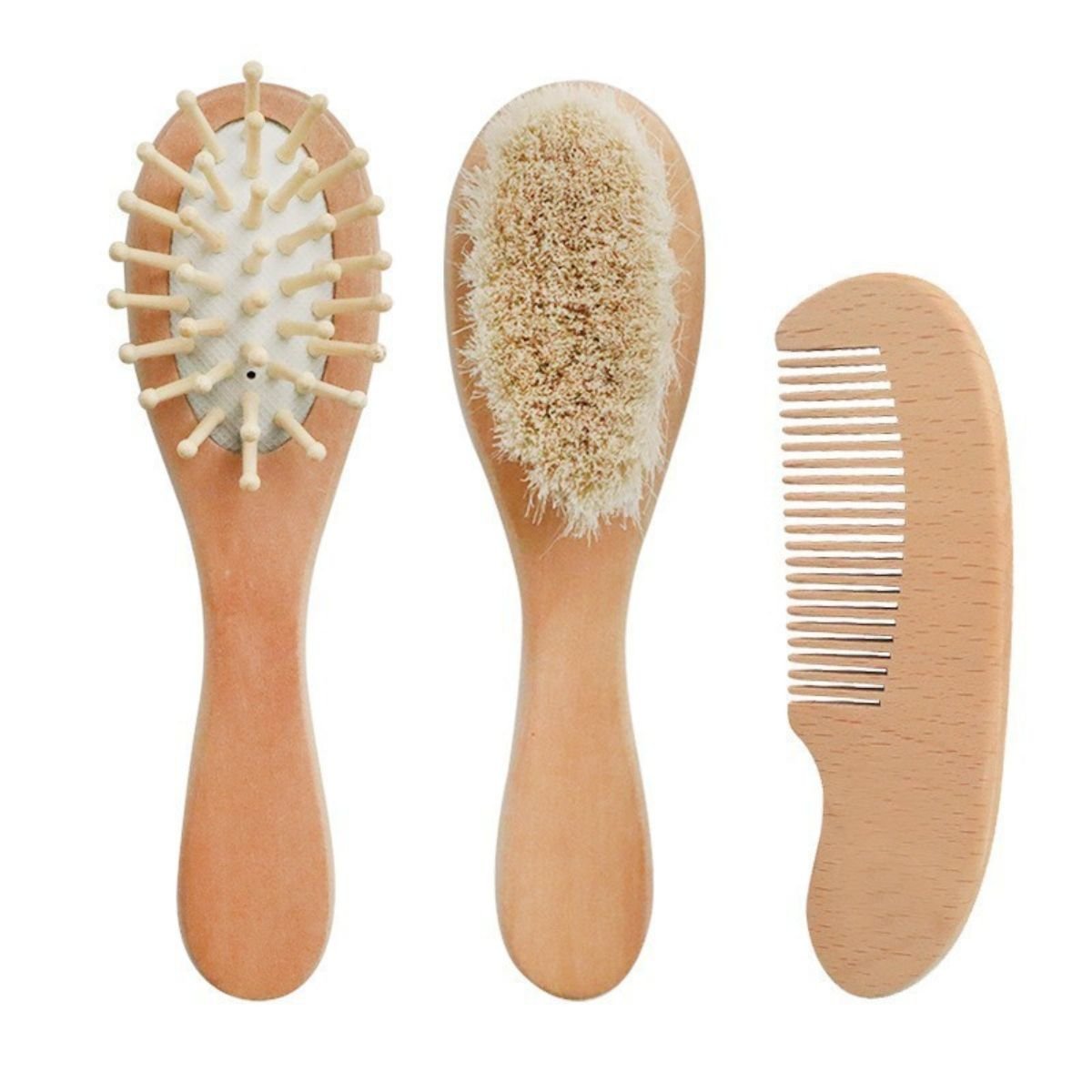 Feather & FawnFeather & Fawn 3 - Piece Baby Grooming Set 3 Pcs Wooden Brush & Comb SetBaby Grooming Kits - Babies Mart Australia