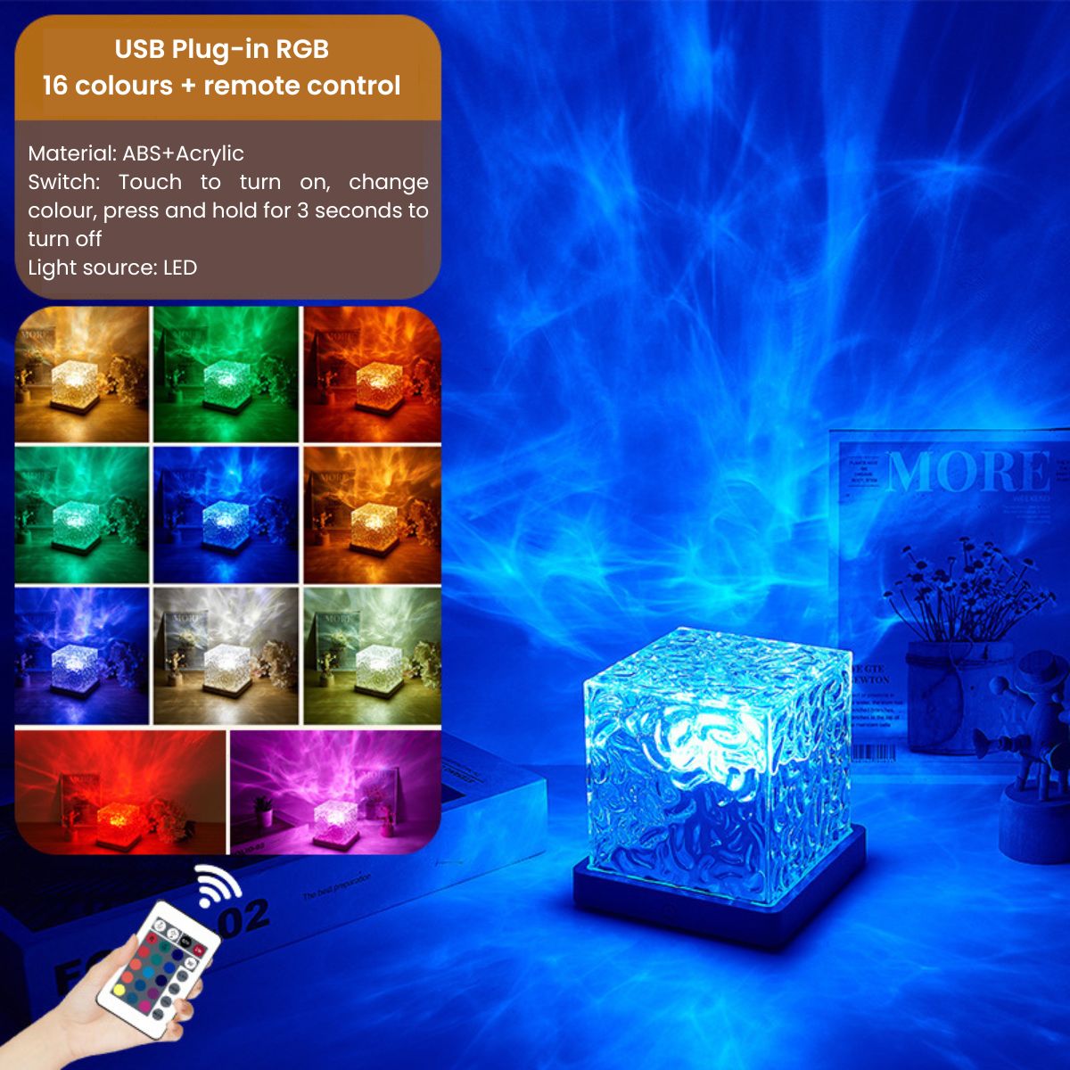 GlowlyGlowly Aurora Night Light Projector with Wooden Base - 16 Color LED Galaxy LampNight Light Projector - Babies Mart Australia