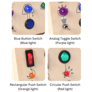 Kidst Montessori Busy Board - Wooden Sensory Toy with Lights and Switches Montessori Toys